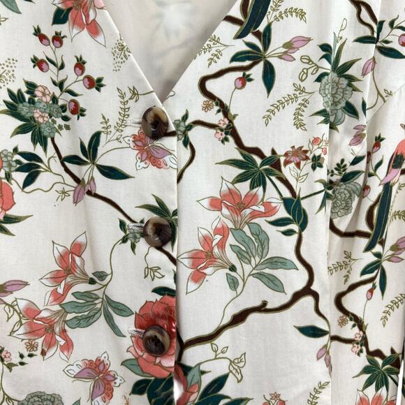 Gal Meets Glam Sophia Floral Jumpsuit Cream Green Petites Size 12P - Picture 5 of 14